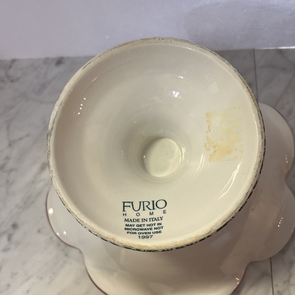 FURIO Home Christmas Tree Large Footed Serving Bowl From Italy Compote PEDESTAL - Picture 6 of 7